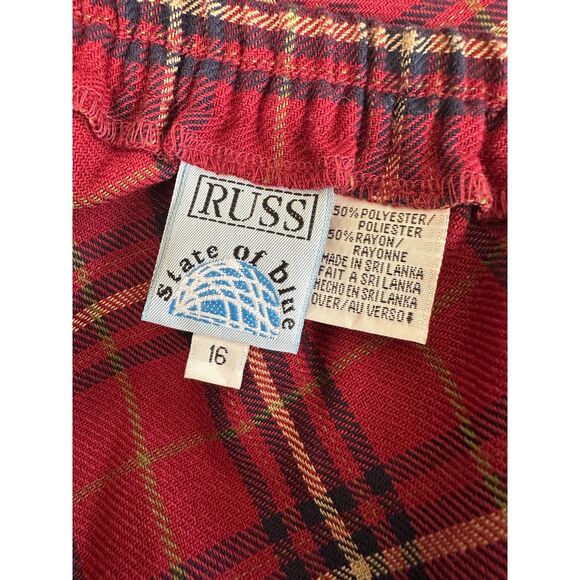 NWT 80s Vintage Red Plaid Midi Skirt Preppy Plus Size Style size 16 - Picture 3 of 5